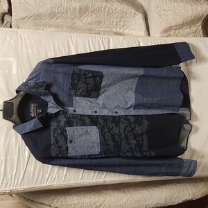 NWOT, American Rag cotton patchwork long sleeve button-up shirt sz XL